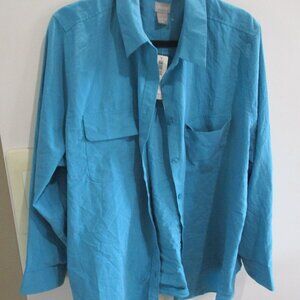 Chico’s teal blue new nwt  button front shirt blouse modal poly 1x 2x
